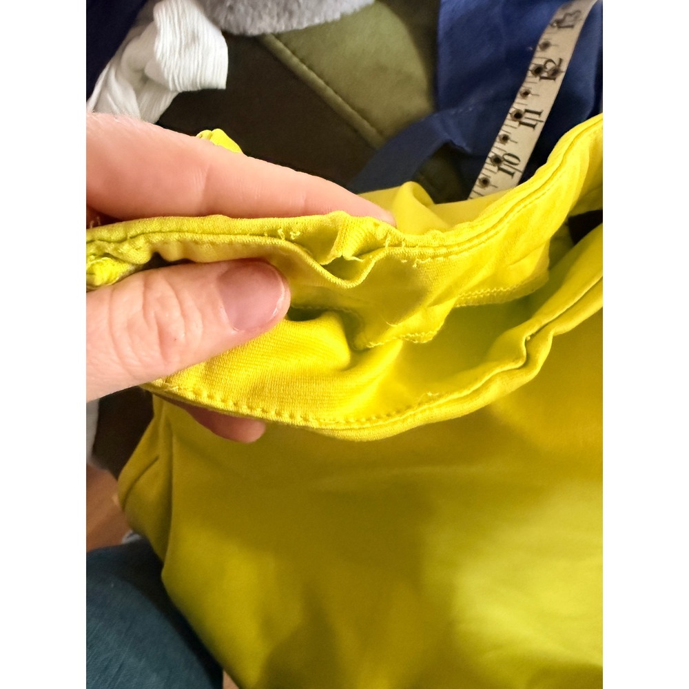 FORE Fringed Midi Skirt Lime Green Asymmetrical Draped Size Large - Picture 6 of 7